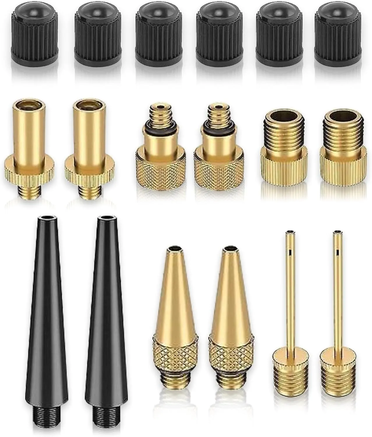 18 pcs Air Pump Accessories Valve Adapter Kit - for Bicycle Presta, Dunlop, Schrader/Auto Valve - Ball Inflation Needles - Balloon Nozzles - Inflatable Toys - by Mobi Lock