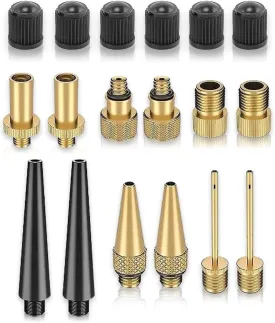 18 pcs Air Pump Accessories Valve Adapter Kit - for Bicycle Presta, Dunlop, Schrader/Auto Valve - Ball Inflation Needles - Balloon Nozzles - Inflatable Toys - by Mobi Lock