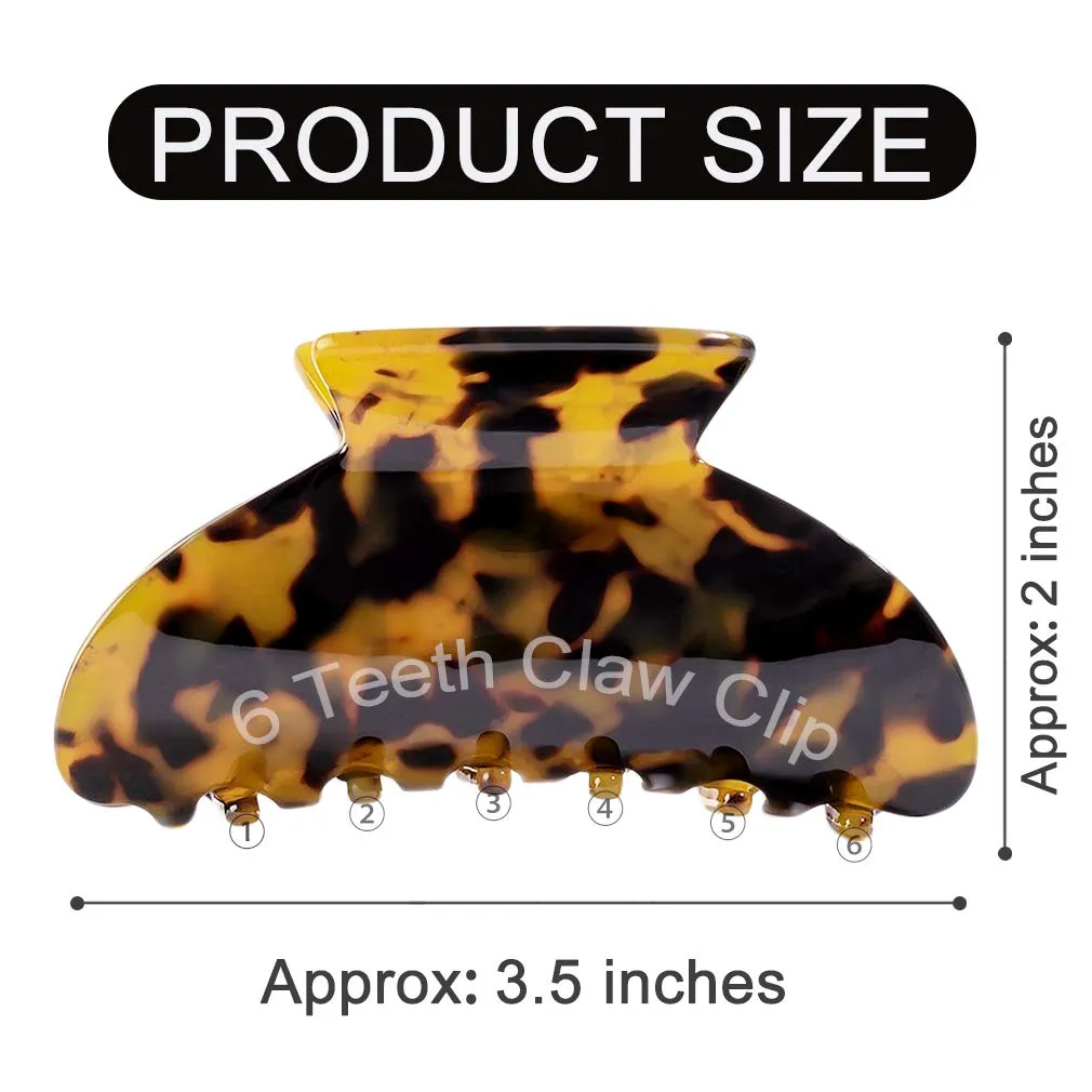 2PCS Hair Claw Banana Clips tortoise Barrettes Celluloid French Design Barrettes celluloid Leopard print Large Fashion Accessories for Women Girls… A.Classic color
