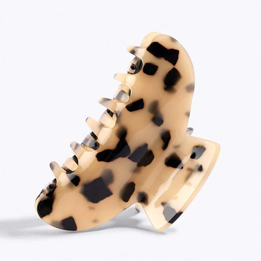 2PCS Hair Claw Banana Clips tortoise Barrettes Celluloid French Design Barrettes celluloid Leopard print Large Fashion Accessories for Women Girls… A.Classic color