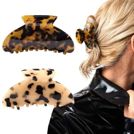 2PCS Hair Claw Banana Clips tortoise Barrettes Celluloid French Design Barrettes celluloid Leopard print Large Fashion Accessories for Women Girls… A.Classic color
