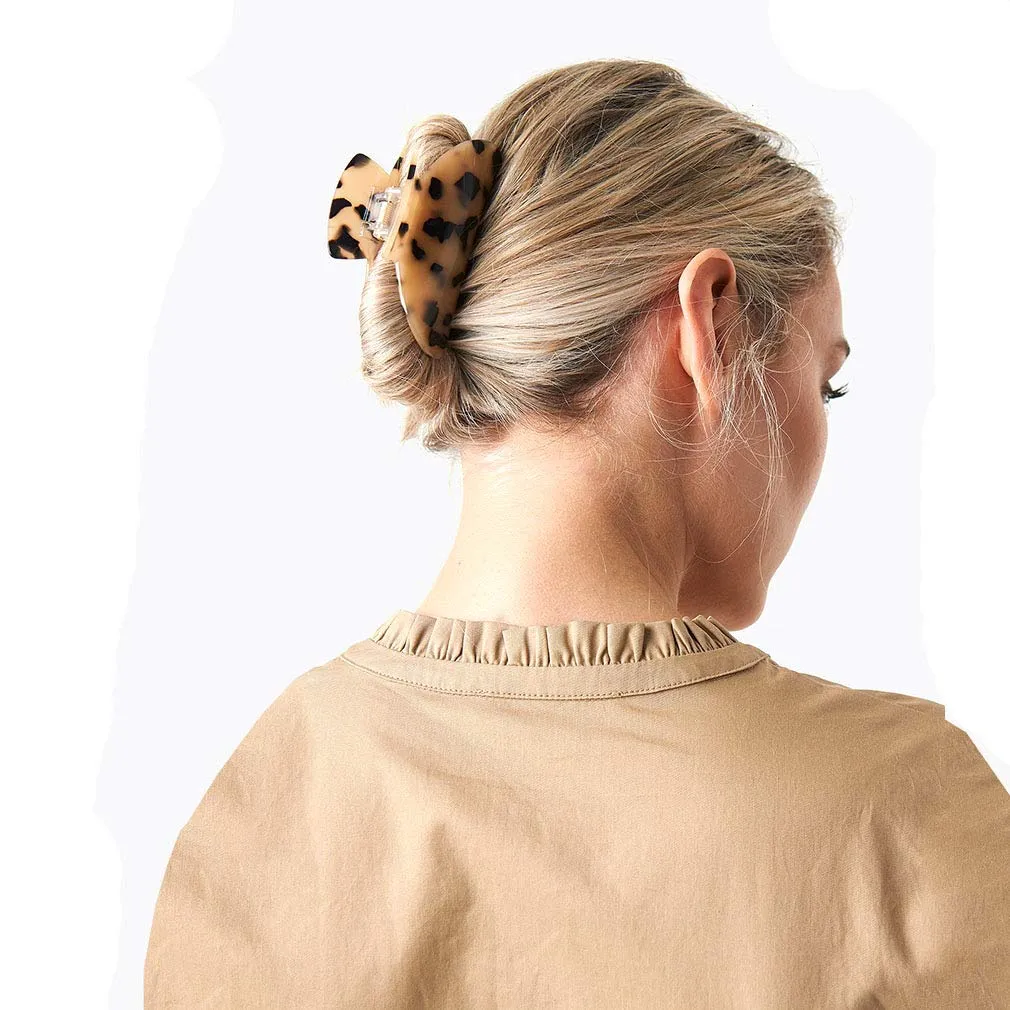 2PCS Hair Claw Banana Clips tortoise Barrettes Celluloid French Design Barrettes celluloid Leopard print Large Fashion Accessories for Women Girls… A.Classic color