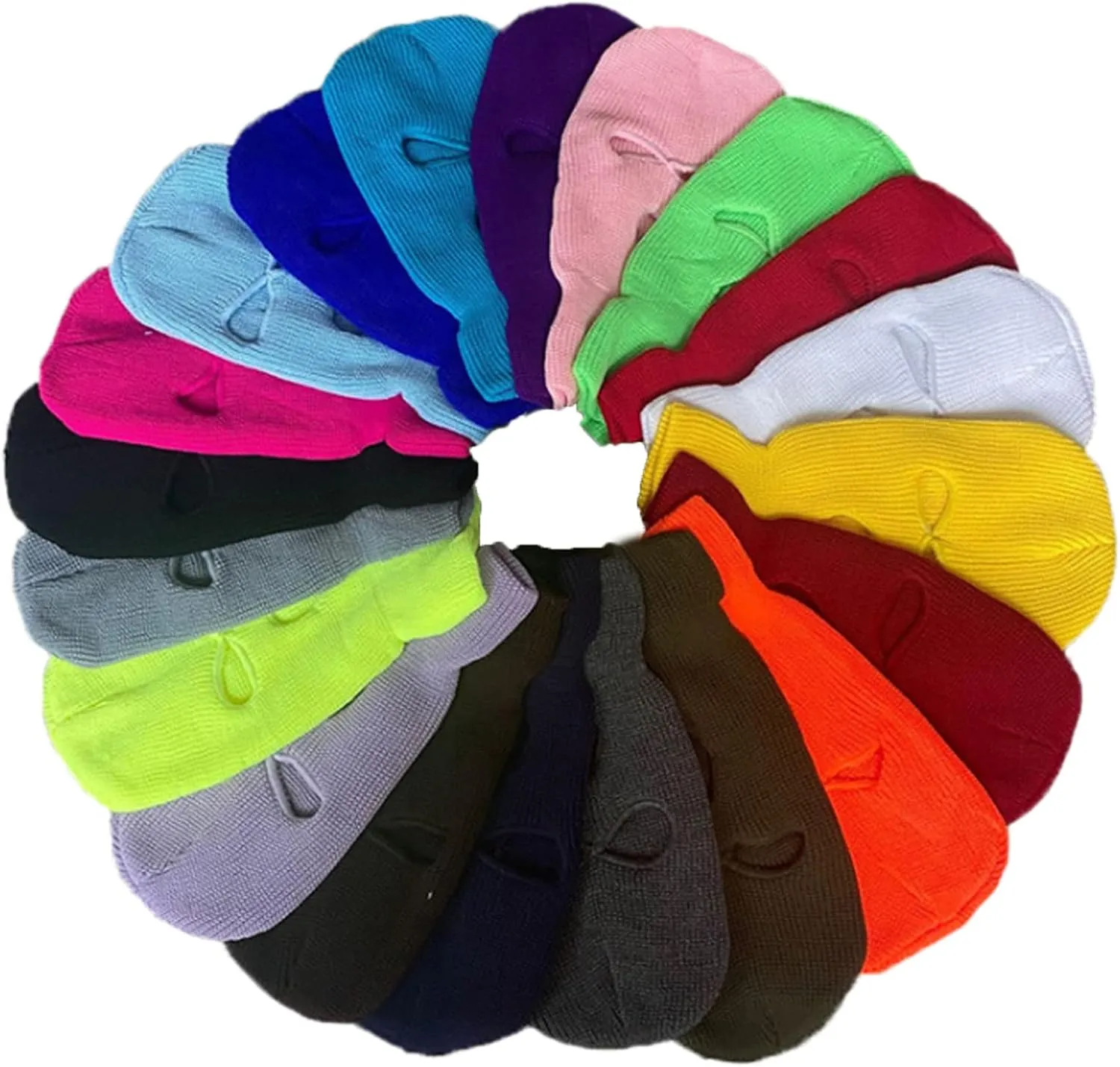 3-Hole Knit Sew Acrylic Outdoor Full Face Cover Thermal Balaclava Ski Mask One Size Fits Most