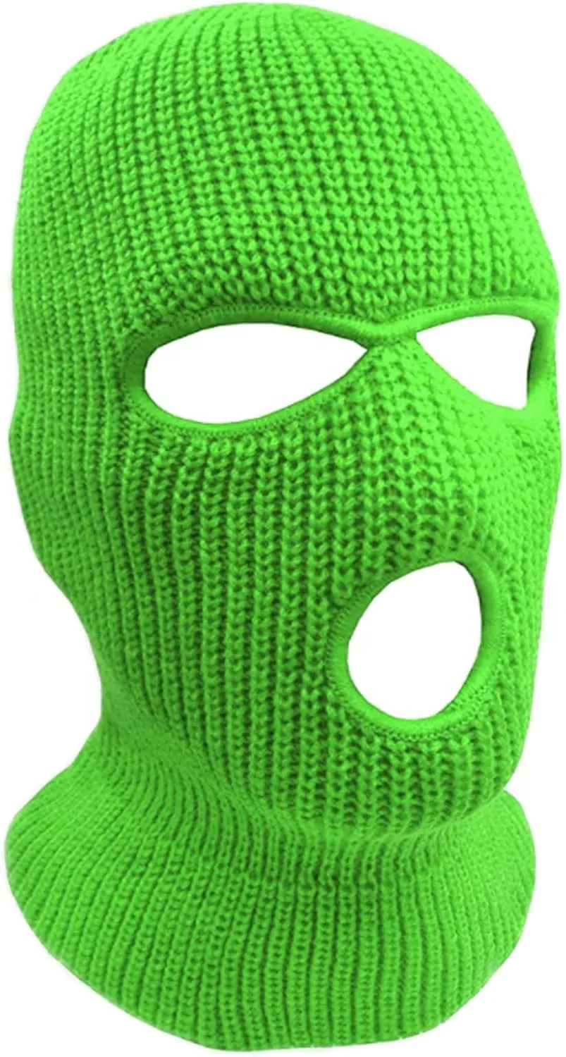 3-Hole Knit Sew Acrylic Outdoor Full Face Cover Thermal Balaclava Ski Mask One Size Fits Most