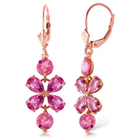 5.32 Carat 14K Solid Rose Gold Pink Topaz Flower Earrings