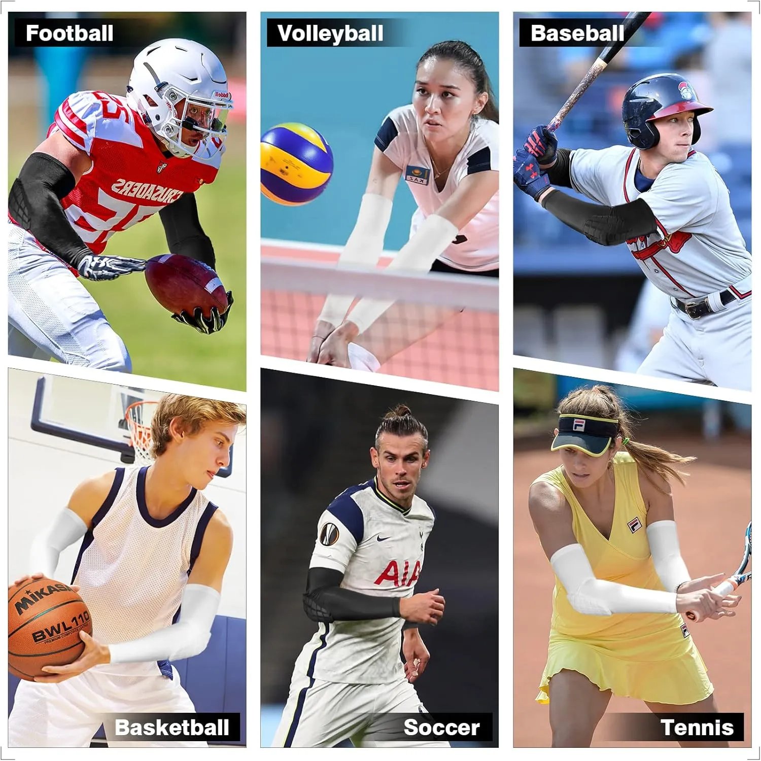 AceList 2PCS Elbow Pads with Padded Compression Shield Shape Arm Sleeves for Protection - Suitable for Basketball, Volleyball