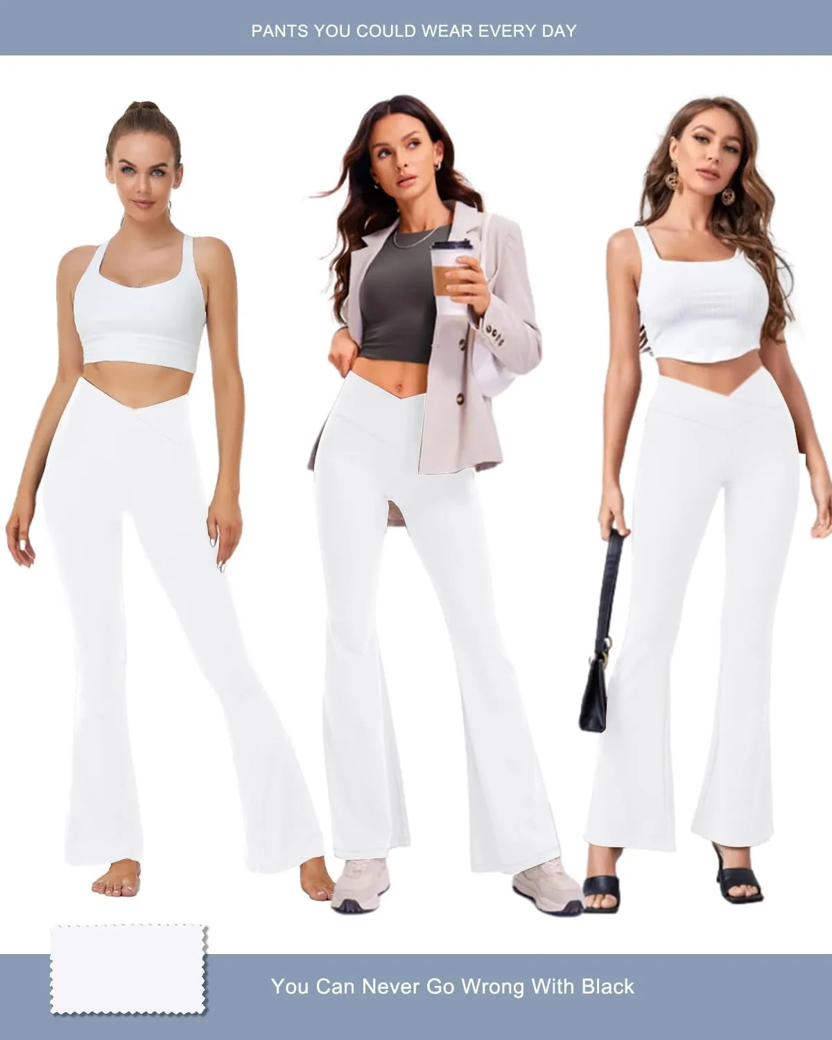 Aoliks Crossover Flare Leggings for Women,High Waisted Bootcut Yoga Pants Workout Bell Bottom Leggings