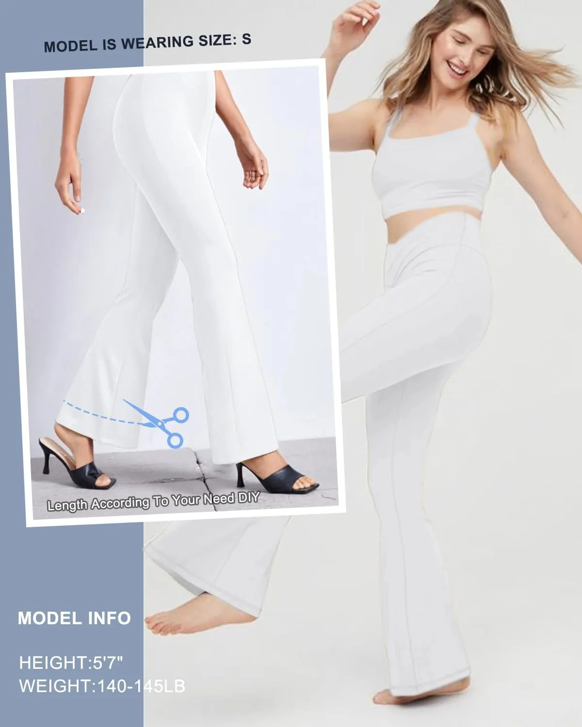 Aoliks Crossover Flare Leggings for Women,High Waisted Bootcut Yoga Pants Workout Bell Bottom Leggings