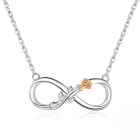 Authentic 925 Sterling Silver Rose Flower Infinity Love Short Neckalce for Women Choker Chain Luxury Bijoux