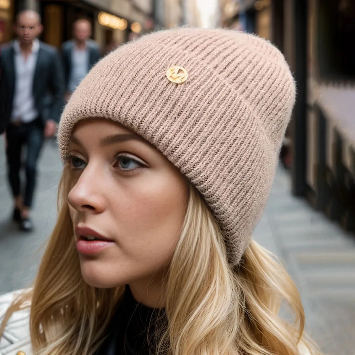 Blended Thickened Velvet Warm Versatile Solid Knitted Circumference Hat