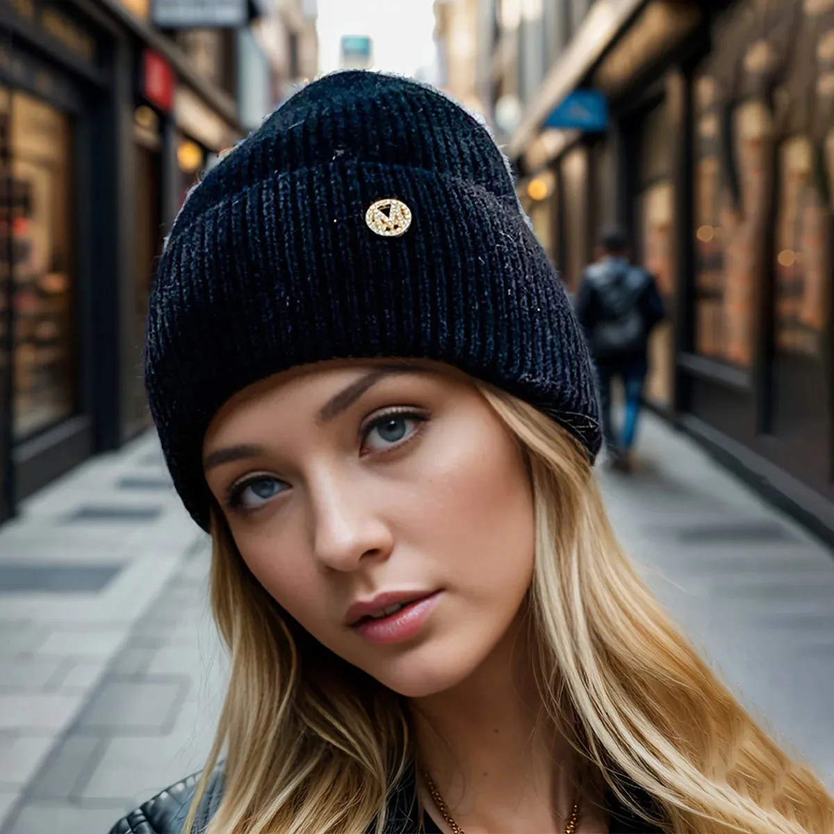 Blended Thickened Velvet Warm Versatile Solid Knitted Circumference Hat