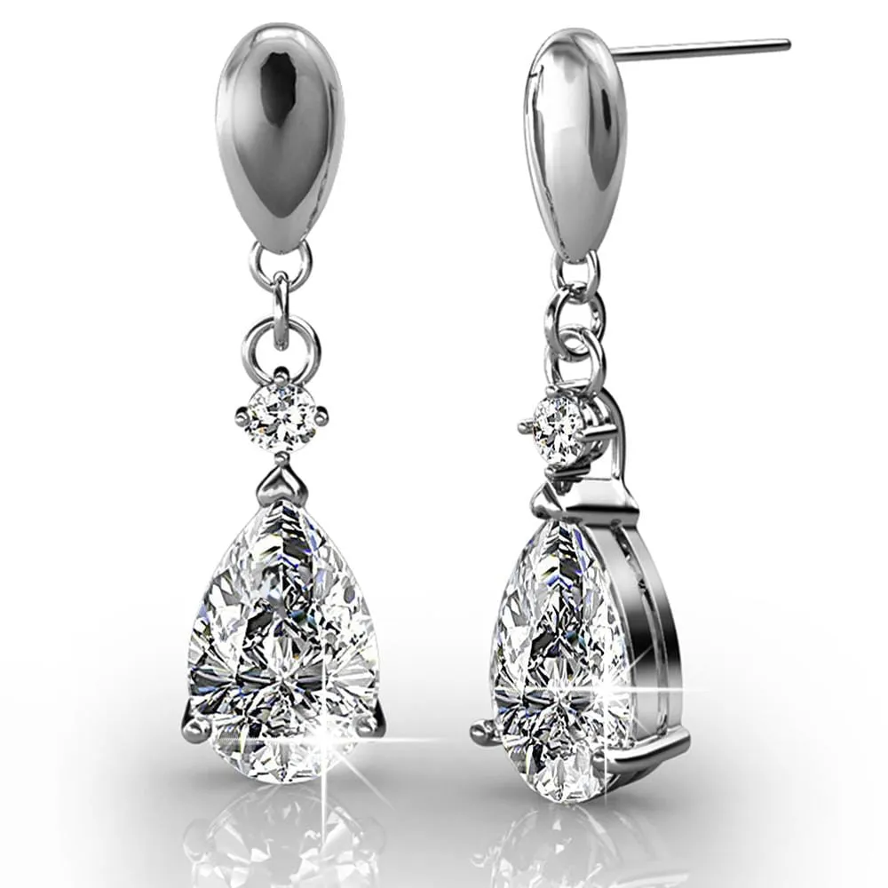 Boxed 2 Pairs Anastacia Drop Earrings Set Embellished with SWAROVSKI Crystals