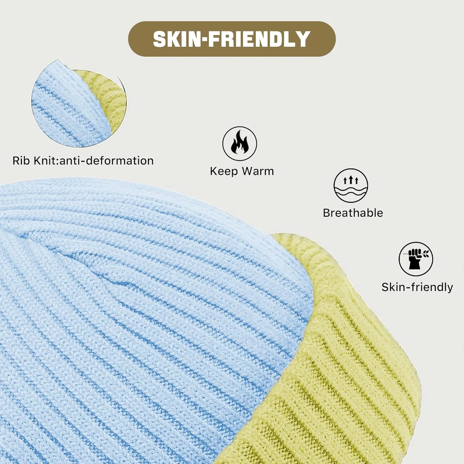 BROKIG Skull Cap 2 in 1 Black Balaclava Ski Mask Winter Balaclava Mask Warm Face Mask and Beanie Hats for Men Headwear