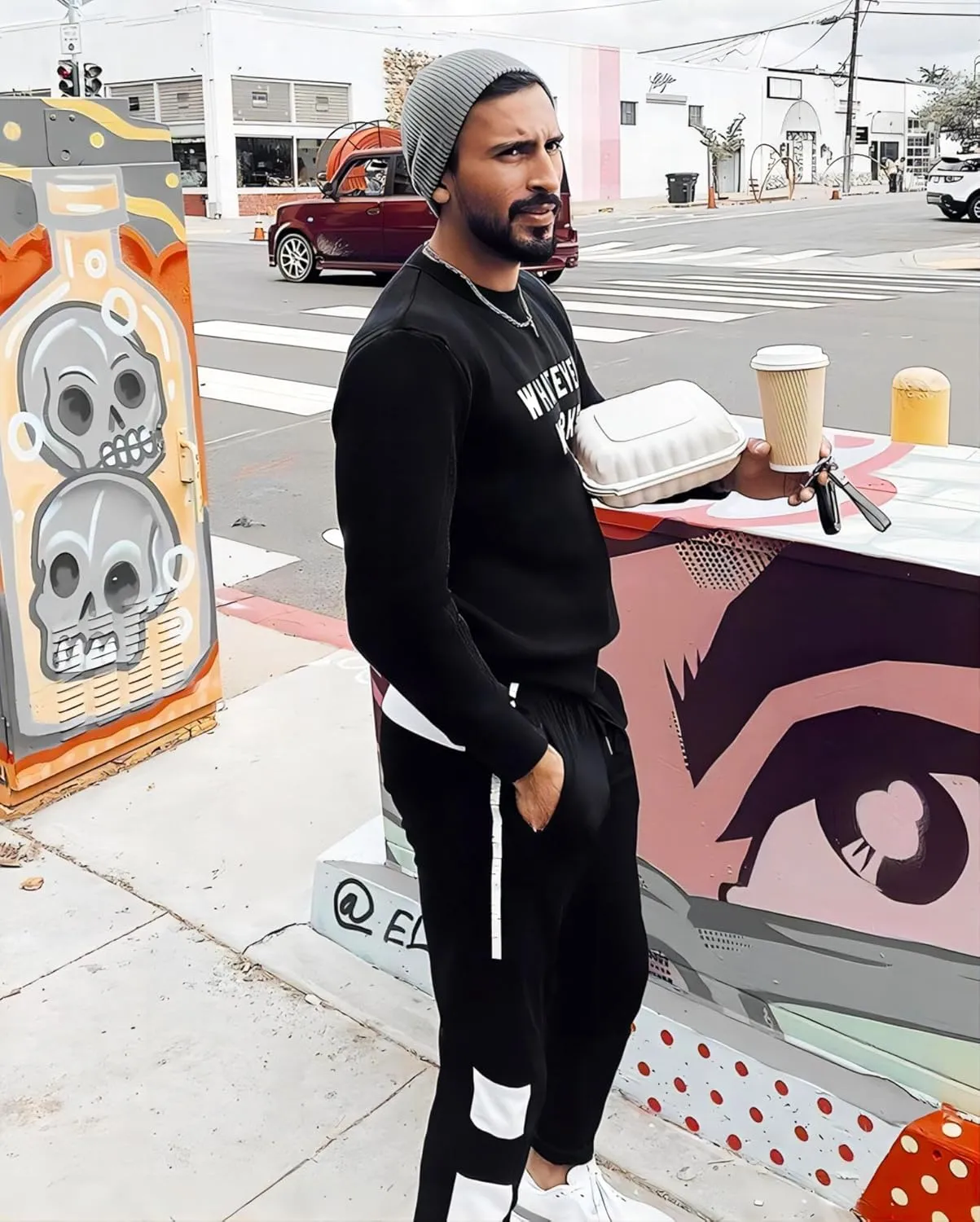 BROKIG Skull Cap 2 in 1 Black Balaclava Ski Mask Winter Balaclava Mask Warm Face Mask and Beanie Hats for Men Headwear