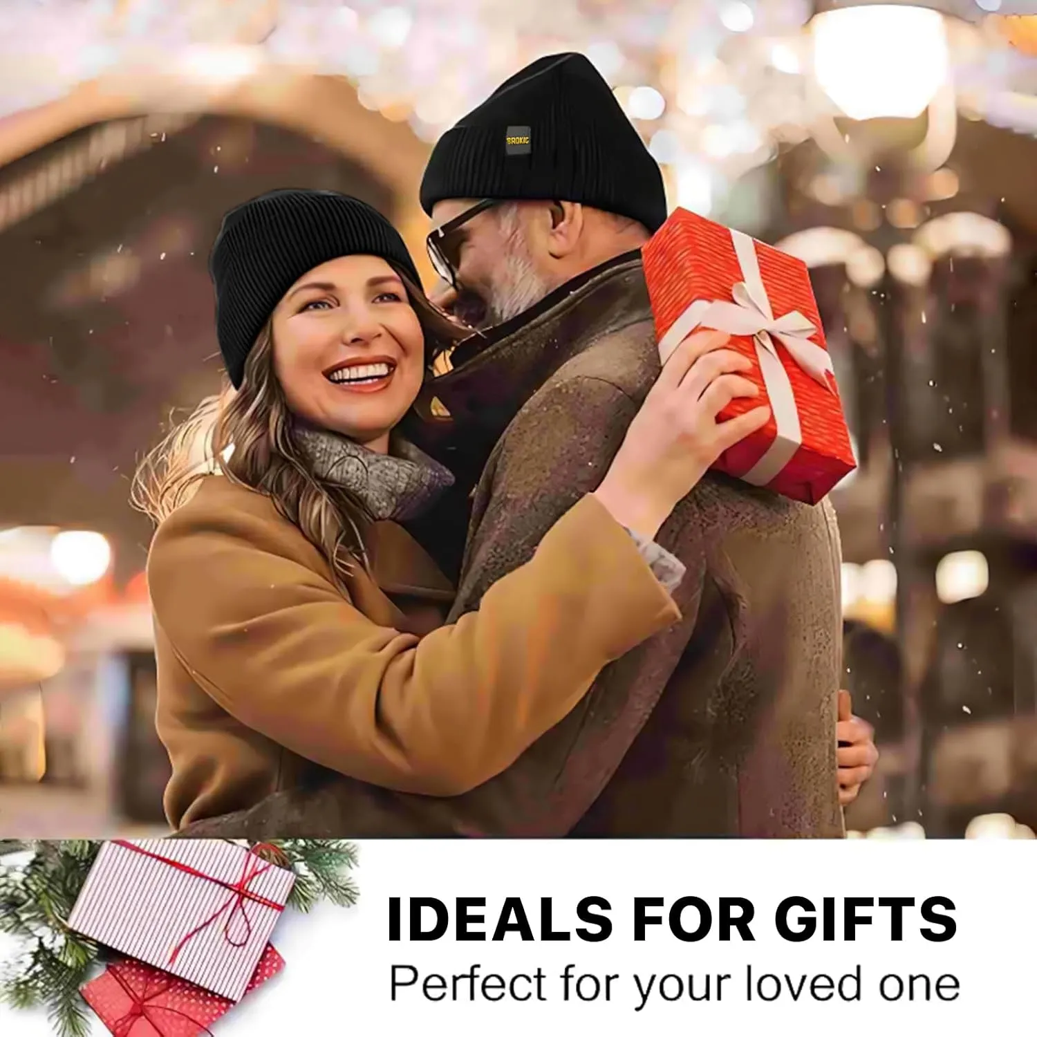 BROKIG Skull Cap 2 in 1 Black Balaclava Ski Mask Winter Balaclava Mask Warm Face Mask and Beanie Hats for Men Headwear