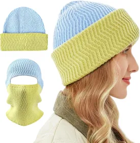 BROKIG Skull Cap 2 in 1 Black Balaclava Ski Mask Winter Balaclava Mask Warm Face Mask and Beanie Hats for Men Headwear