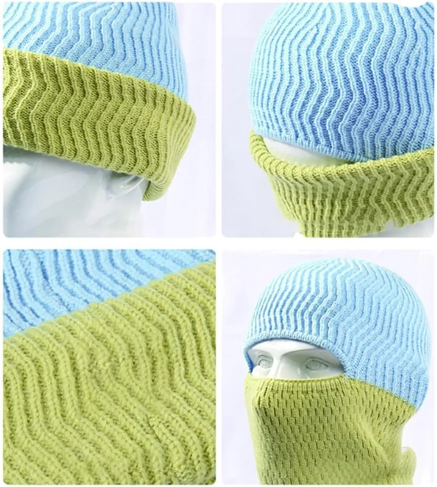 BROKIG Skull Cap 2 in 1 Black Balaclava Ski Mask Winter Balaclava Mask Warm Face Mask and Beanie Hats for Men Headwear