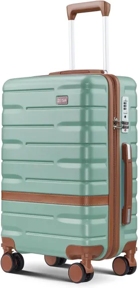 Carry On Luggage Sets,20 Inch Carry-on Suitcase with Spinner Wheels,PC ABS Lightweight Hardshell with TSA lock,Airline Approved YKK Zippers (green)