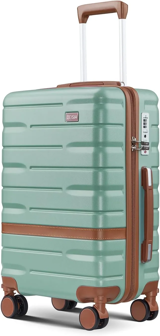 Carry On Luggage Sets,20 Inch Carry-on Suitcase with Spinner Wheels,PC ABS Lightweight Hardshell with TSA lock,Airline Approved YKK Zippers (green)