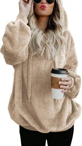 Century Star Womens Hoodies Fuzzy Hooded Sweatshirt Zipper Fleece Hoodie Pullover Sherpa Sweater Fluffy Coat