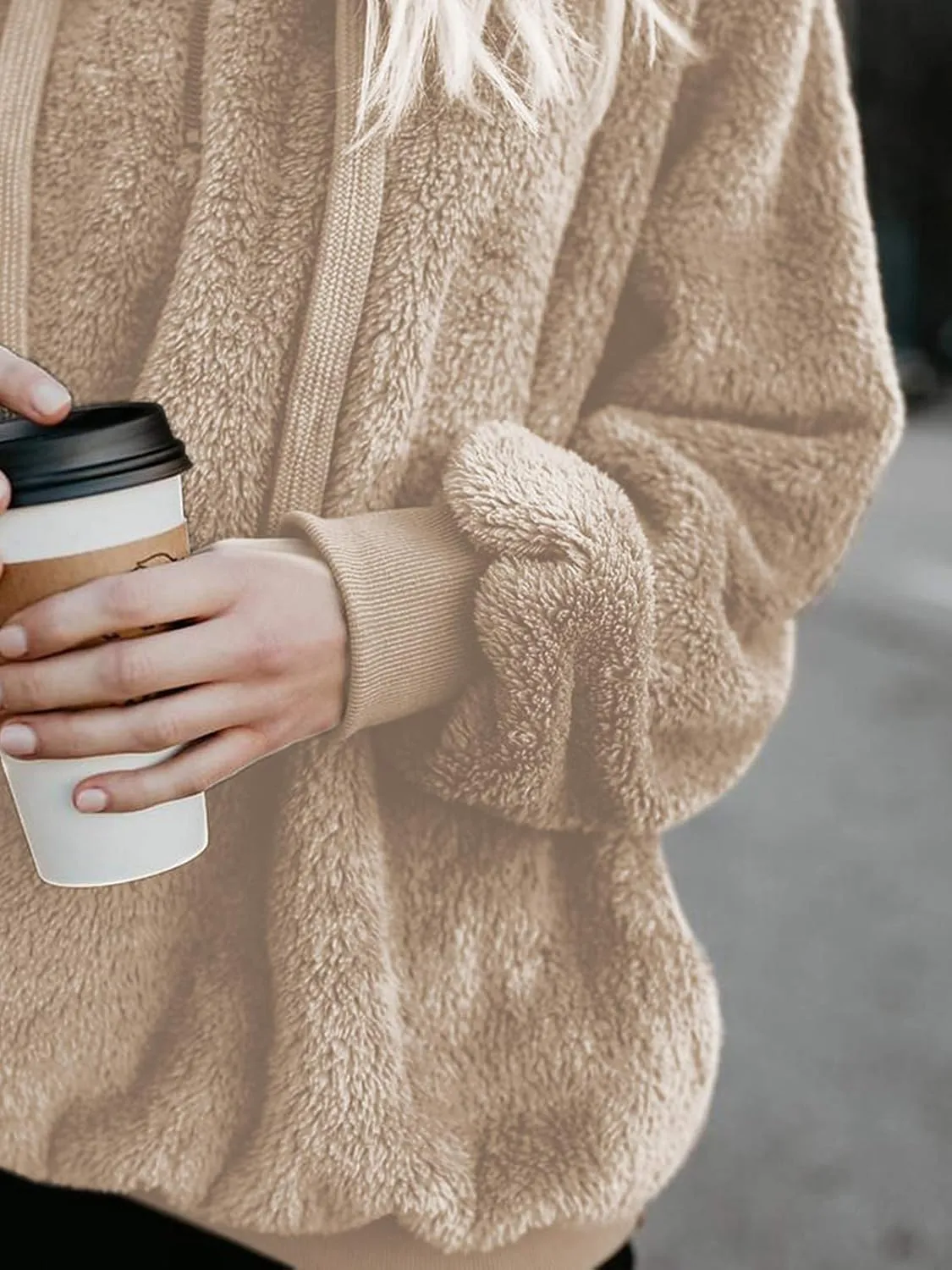 Century Star Womens Hoodies Fuzzy Hooded Sweatshirt Zipper Fleece Hoodie Pullover Sherpa Sweater Fluffy Coat