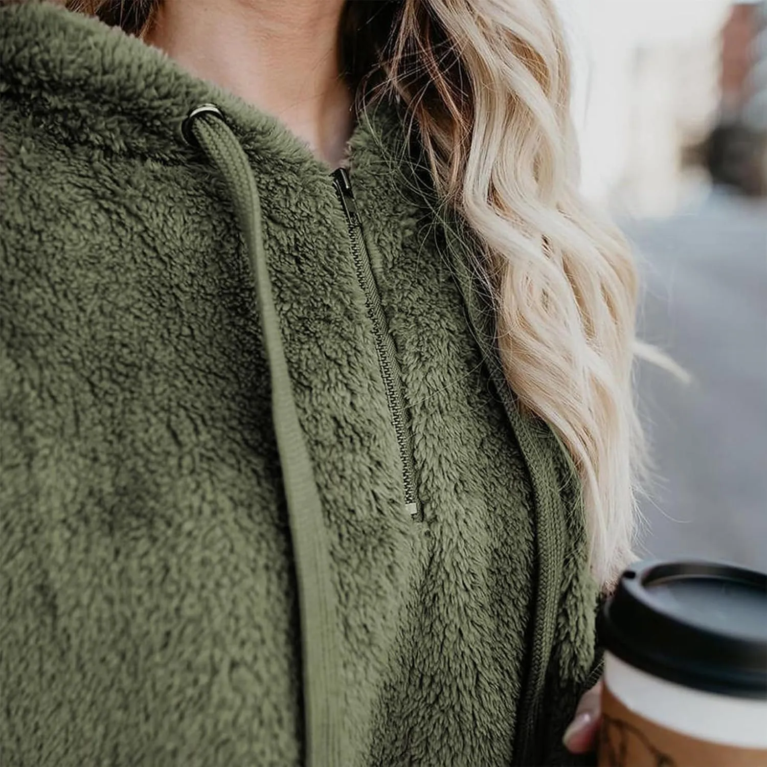 Century Star Womens Hoodies Fuzzy Hooded Sweatshirt Zipper Fleece Hoodie Pullover Sherpa Sweater Fluffy Coat