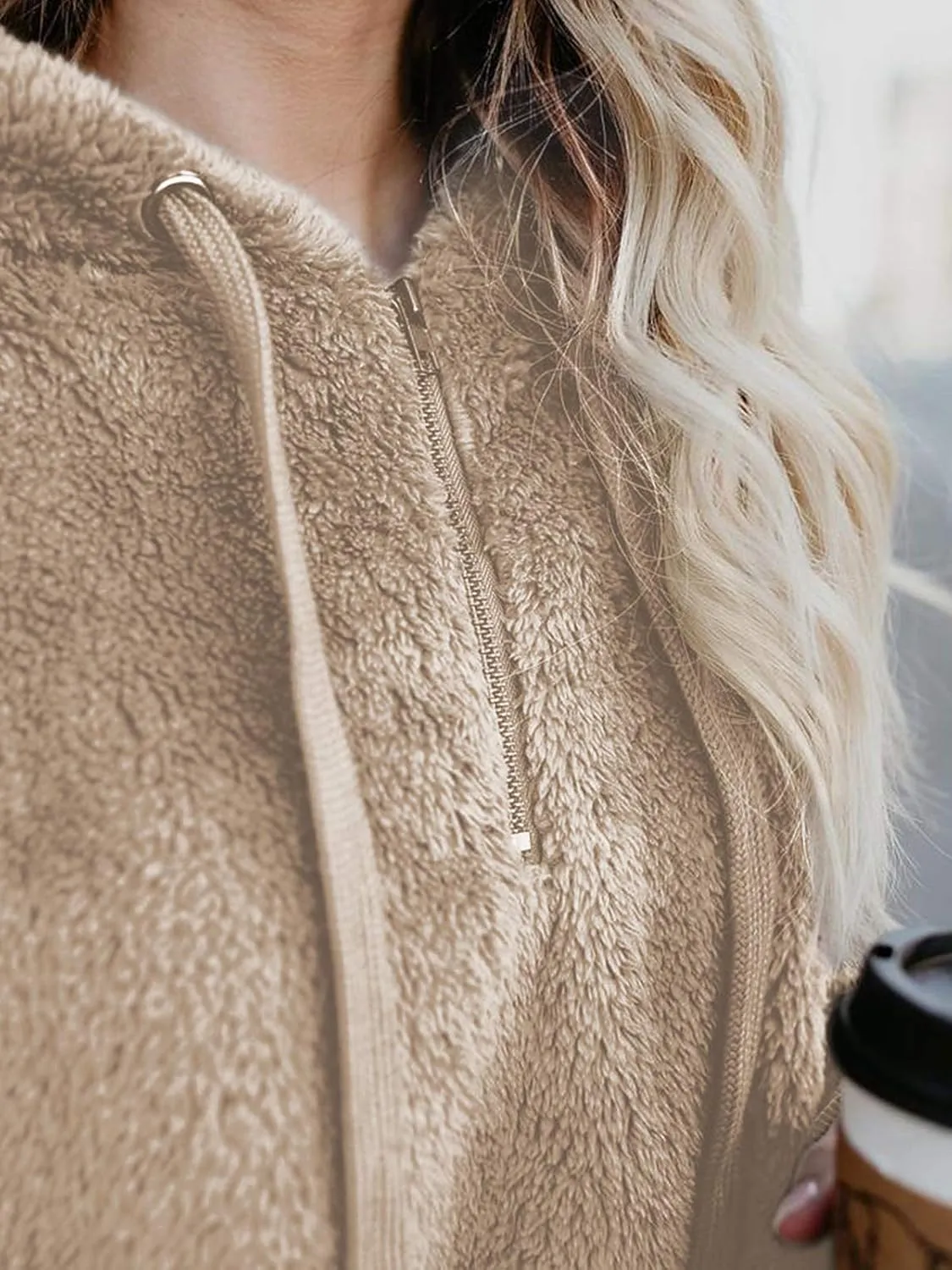 Century Star Womens Hoodies Fuzzy Hooded Sweatshirt Zipper Fleece Hoodie Pullover Sherpa Sweater Fluffy Coat