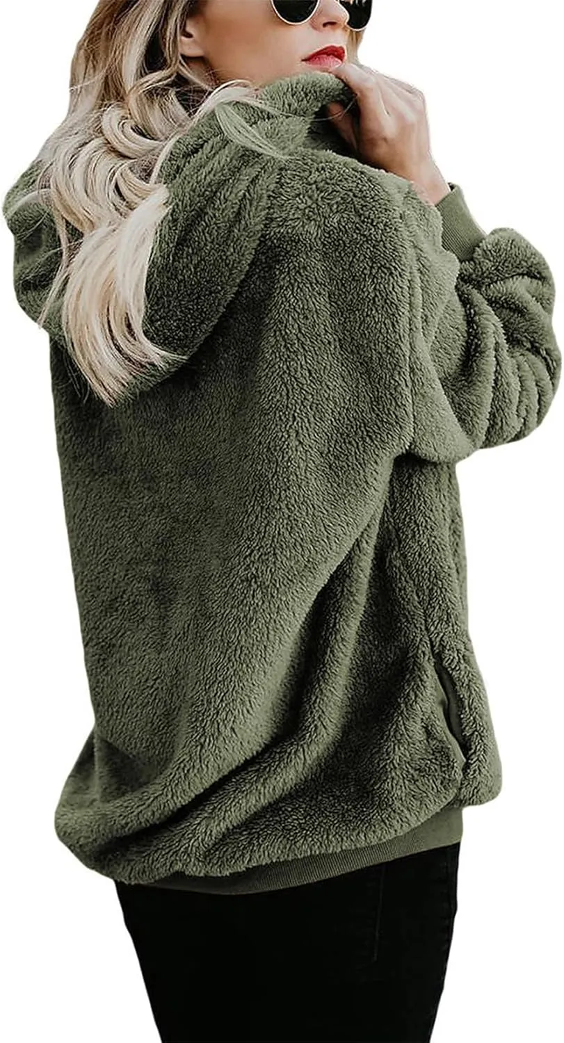 Century Star Womens Hoodies Fuzzy Hooded Sweatshirt Zipper Fleece Hoodie Pullover Sherpa Sweater Fluffy Coat