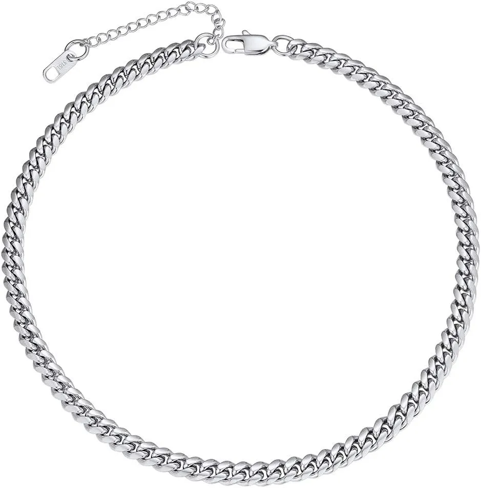 ChainsPro Men Chunky Miami Cuban Chain Necklace, Custom Available, 4.8/6/10/14mm Width, 18/20/22/24/26/28/30inch Length, Gold Plated/Stainless Steel/Black, Send Gift Box