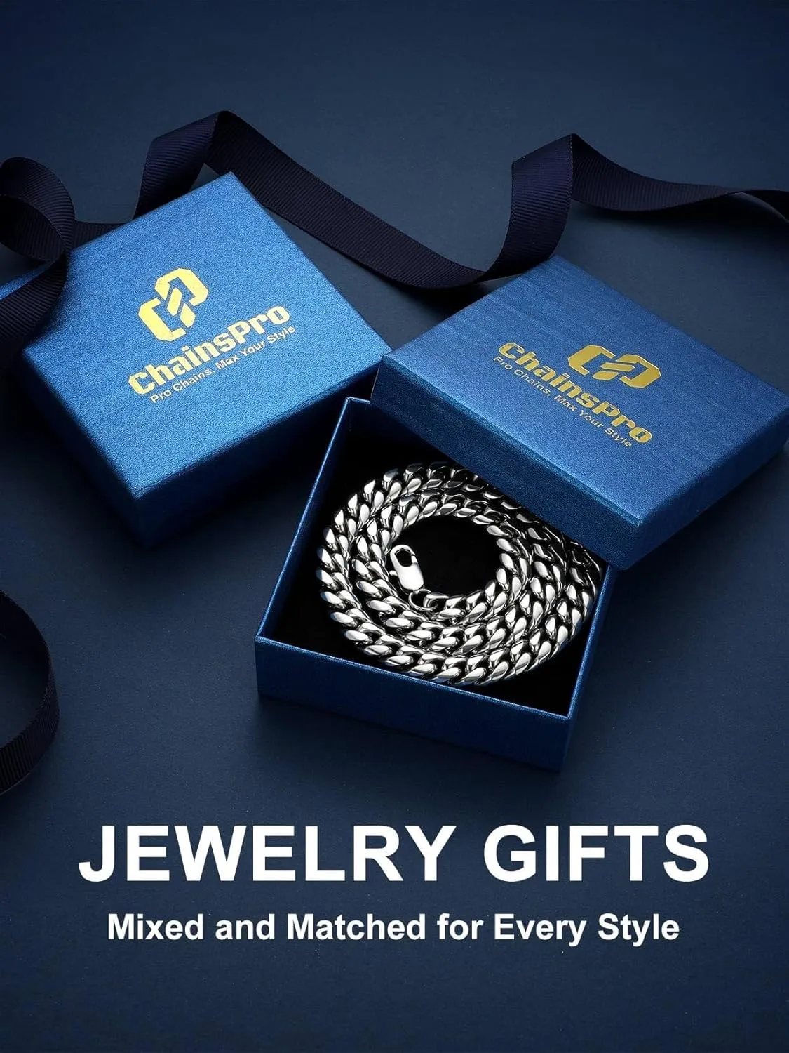 ChainsPro Men Chunky Miami Cuban Chain Necklace, Custom Available, 4.8/6/10/14mm Width, 18/20/22/24/26/28/30inch Length, Gold Plated/Stainless Steel/Black, Send Gift Box