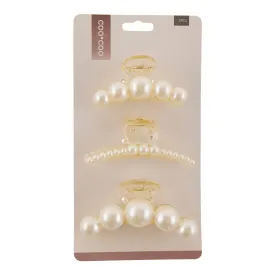 Coo Coo Pearl White Jumbo Claw Hair Clips, 3-Piece