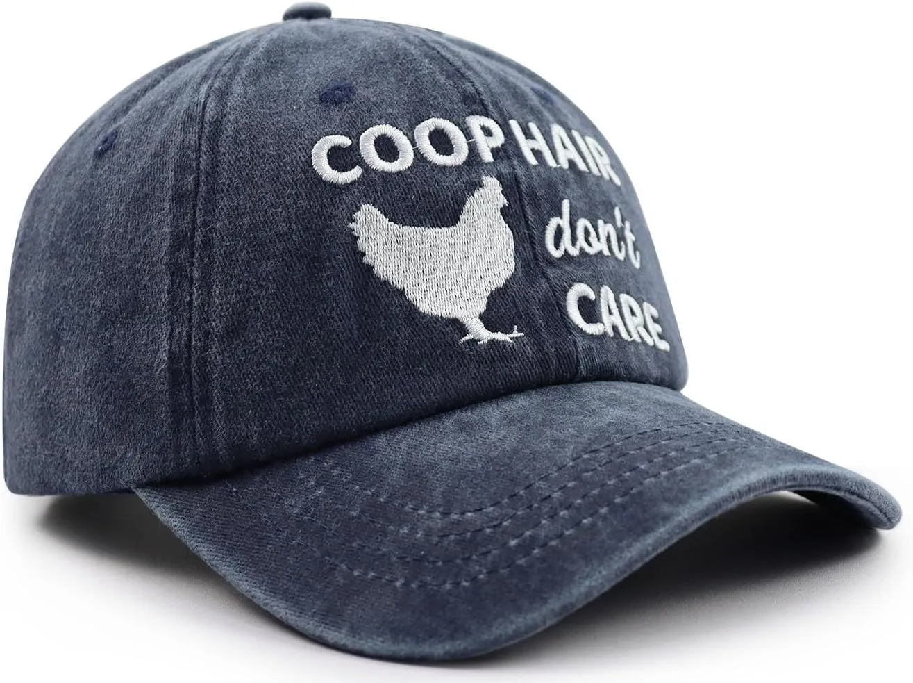 Coop Hair Don't Care Hat Hat for Men Women, Funny Adjustable Cotton Embroidered Farm Chicken Lovers Baseball Cap