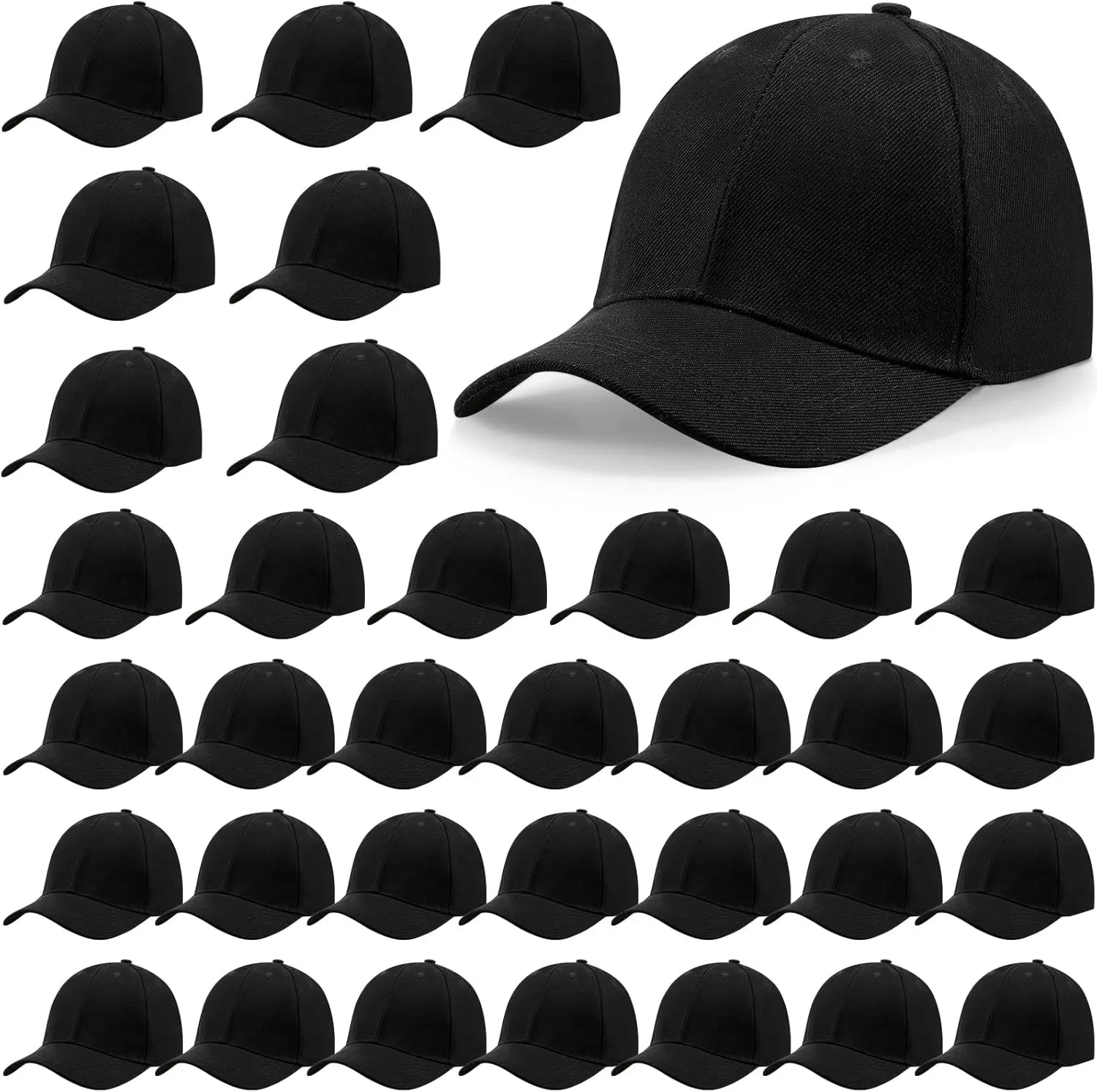 Coume 36 Pcs Blank Baseball Cap Bulk Adjustable Denim Plain Dad Hats Unisex Low Profile Camouflage Cap for Trucker Men Women