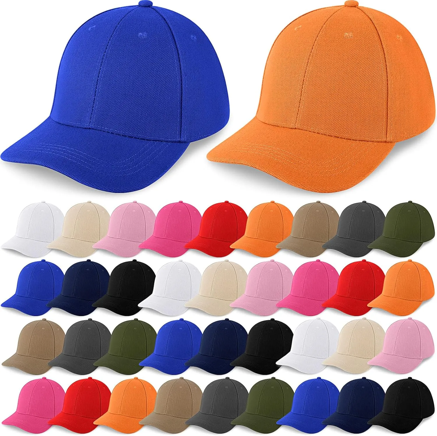 Coume 36 Pcs Blank Baseball Cap Bulk Adjustable Denim Plain Dad Hats Unisex Low Profile Camouflage Cap for Trucker Men Women