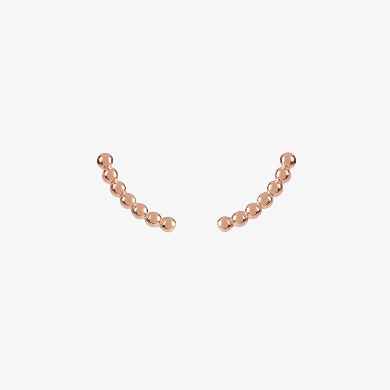 Curved Beaded Studs Rose Gold