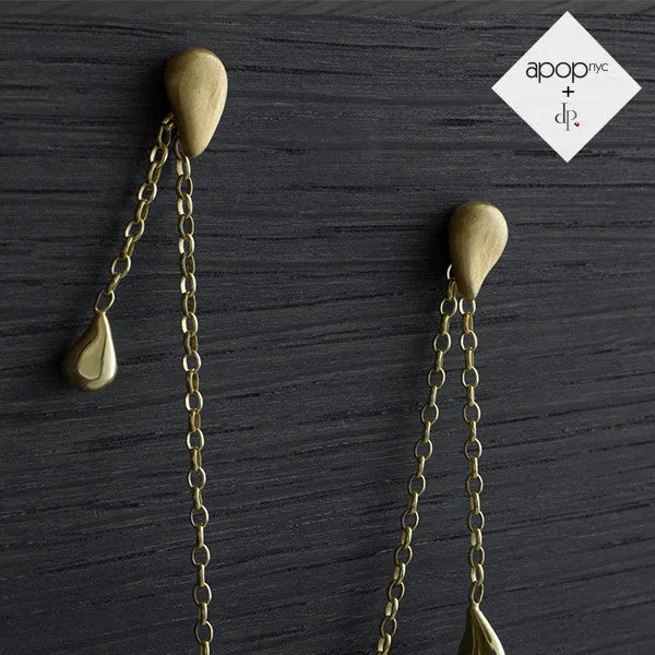 Daphne P. Matte Rosy Teardrop Long Drop Chain Earrings