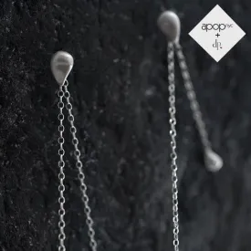 Daphne P. Matte Rosy Teardrop Long Drop Chain Earrings