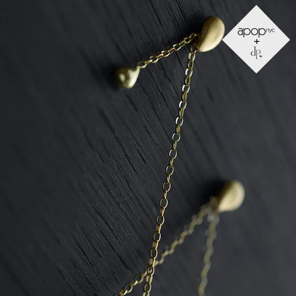 Daphne P. Matte Rosy Teardrop Long Drop Chain Earrings