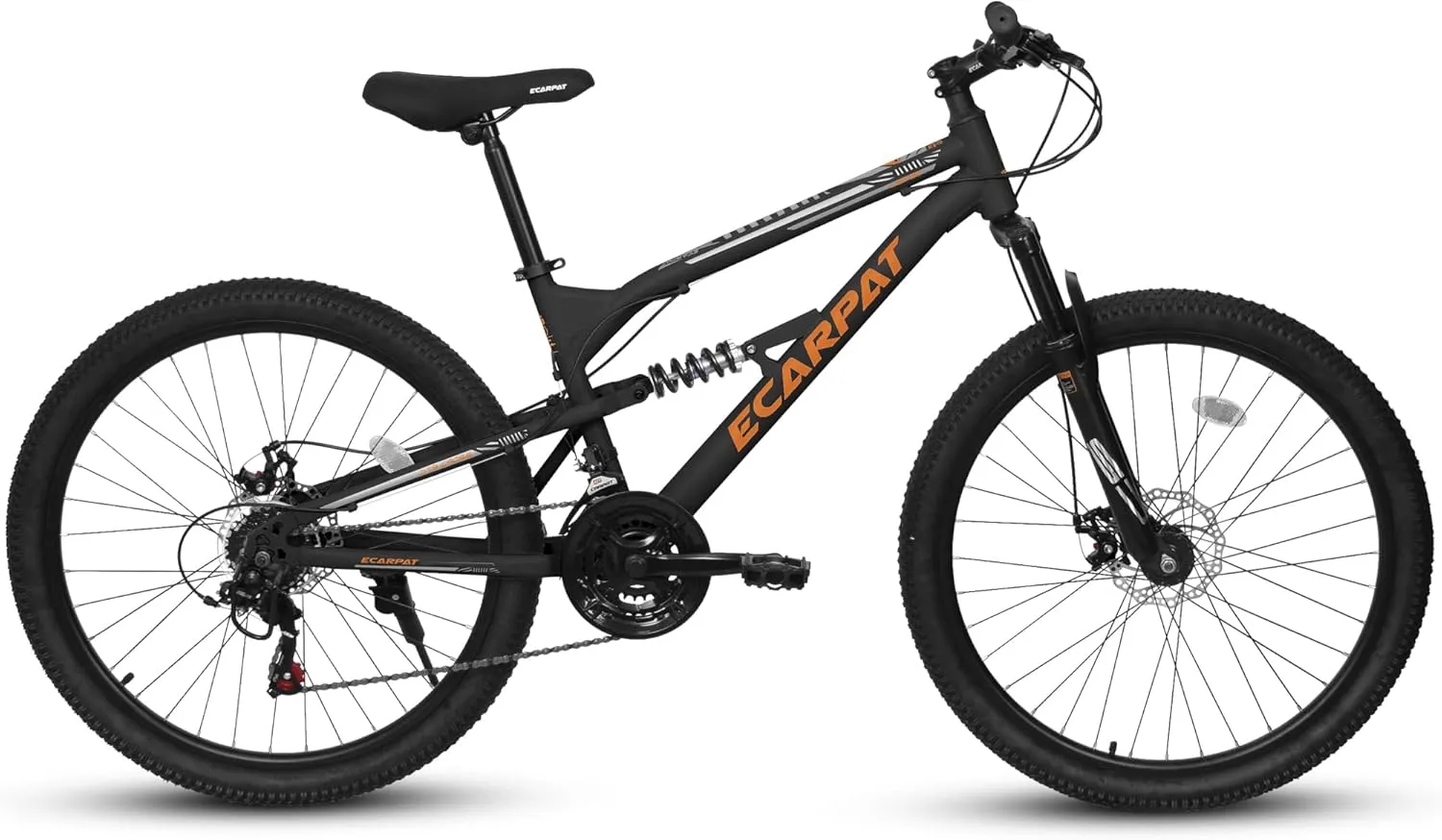Ecarpat 24/26/27.5 Inch Mountain Bike, Dual/Front Suspension Mens Mountain Bike with 21 Speeds High-Carbon Steel Frame and Disc/V Brakes, Adult Sport Bicycle for Trail Snow Commuter City Road