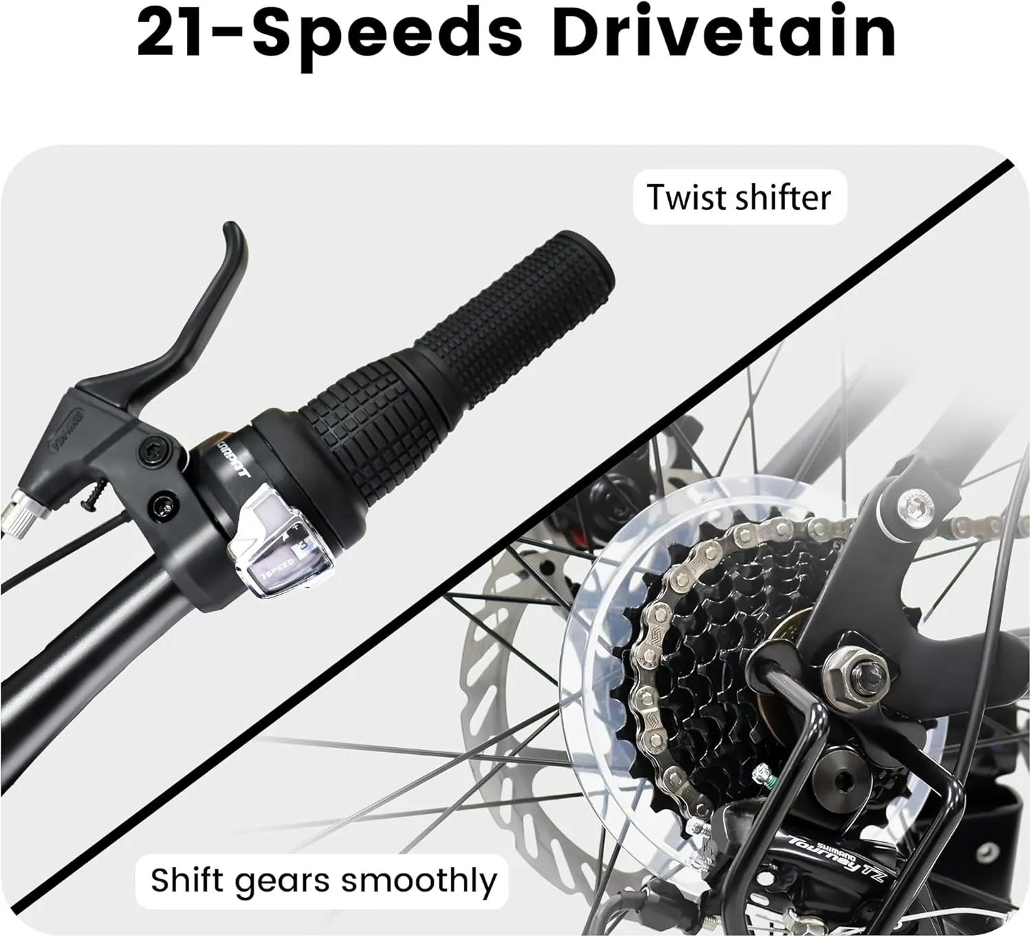 Ecarpat 24/26/27.5 Inch Mountain Bike, Dual/Front Suspension Mens Mountain Bike with 21 Speeds High-Carbon Steel Frame and Disc/V Brakes, Adult Sport Bicycle for Trail Snow Commuter City Road