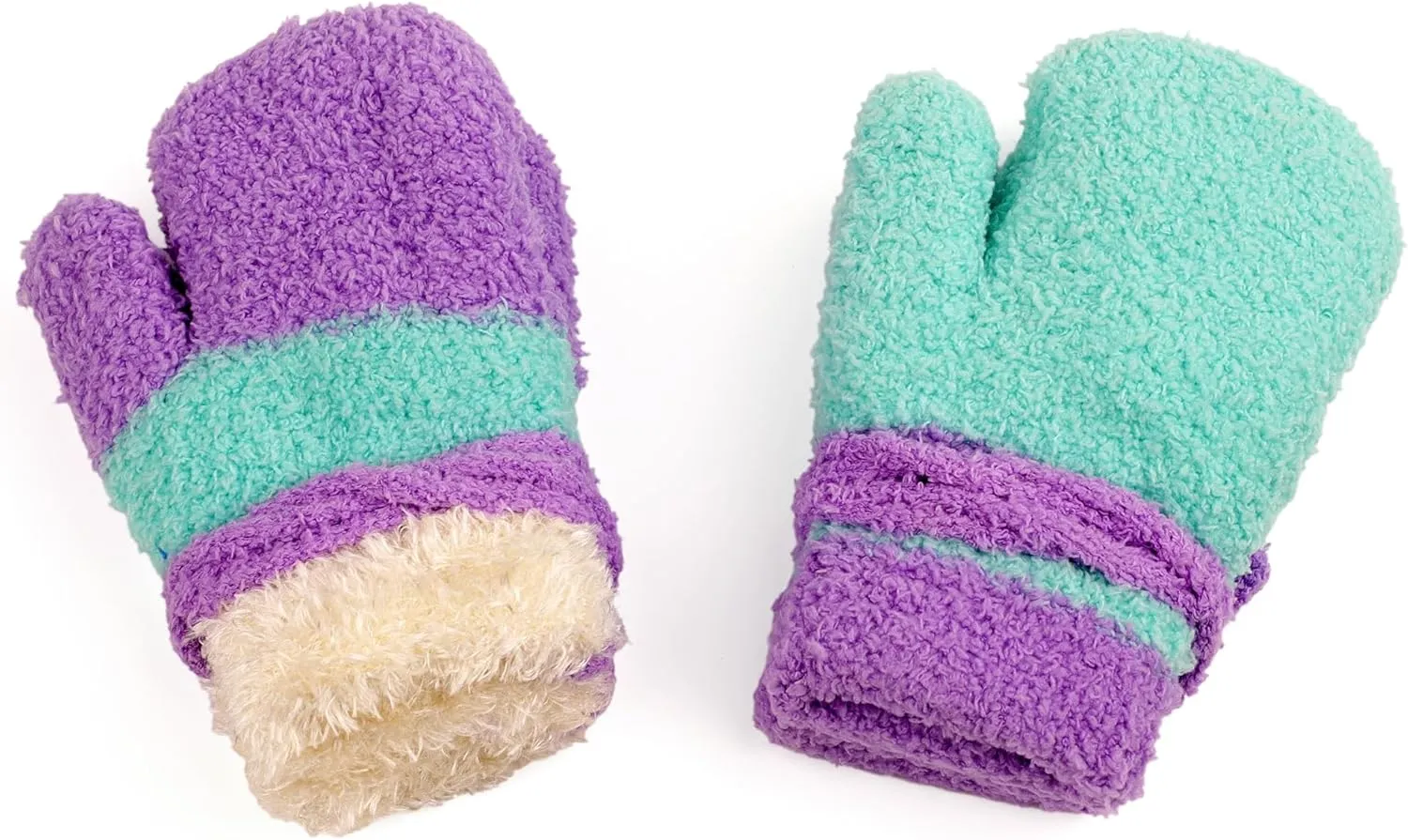 F Flammi 2 Pairs Toddler Fleece Mittens for Baby Boys Girls Winter Sherpa Lined Warm Knit Mittens Cartoon Kids Gloves