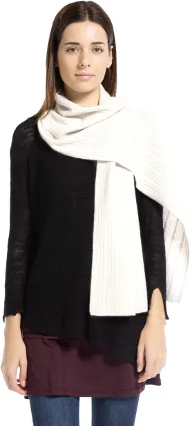 Fishers Finery Women's Cozy Cashmere Cable Knitted Winter Scarf | Black Label Box