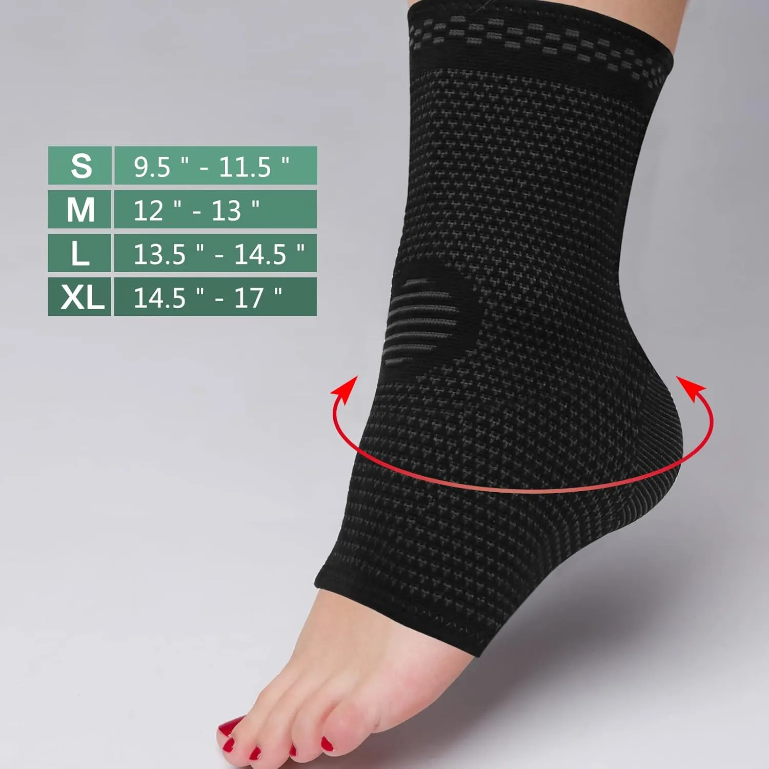FYY Ankle Brace - 2 Pack Ankle Compression Sleeve for Injury Recovery & Joint Pain, Achilles Tendon Support, Reduce Swelling, Plantar Fasciitis Foot Socks with Arch Support for Women & Men (Small, Black)