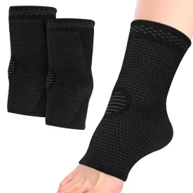 FYY Ankle Brace - 2 Pack Ankle Compression Sleeve for Injury Recovery & Joint Pain, Achilles Tendon Support, Reduce Swelling, Plantar Fasciitis Foot Socks with Arch Support for Women & Men (Small, Black)