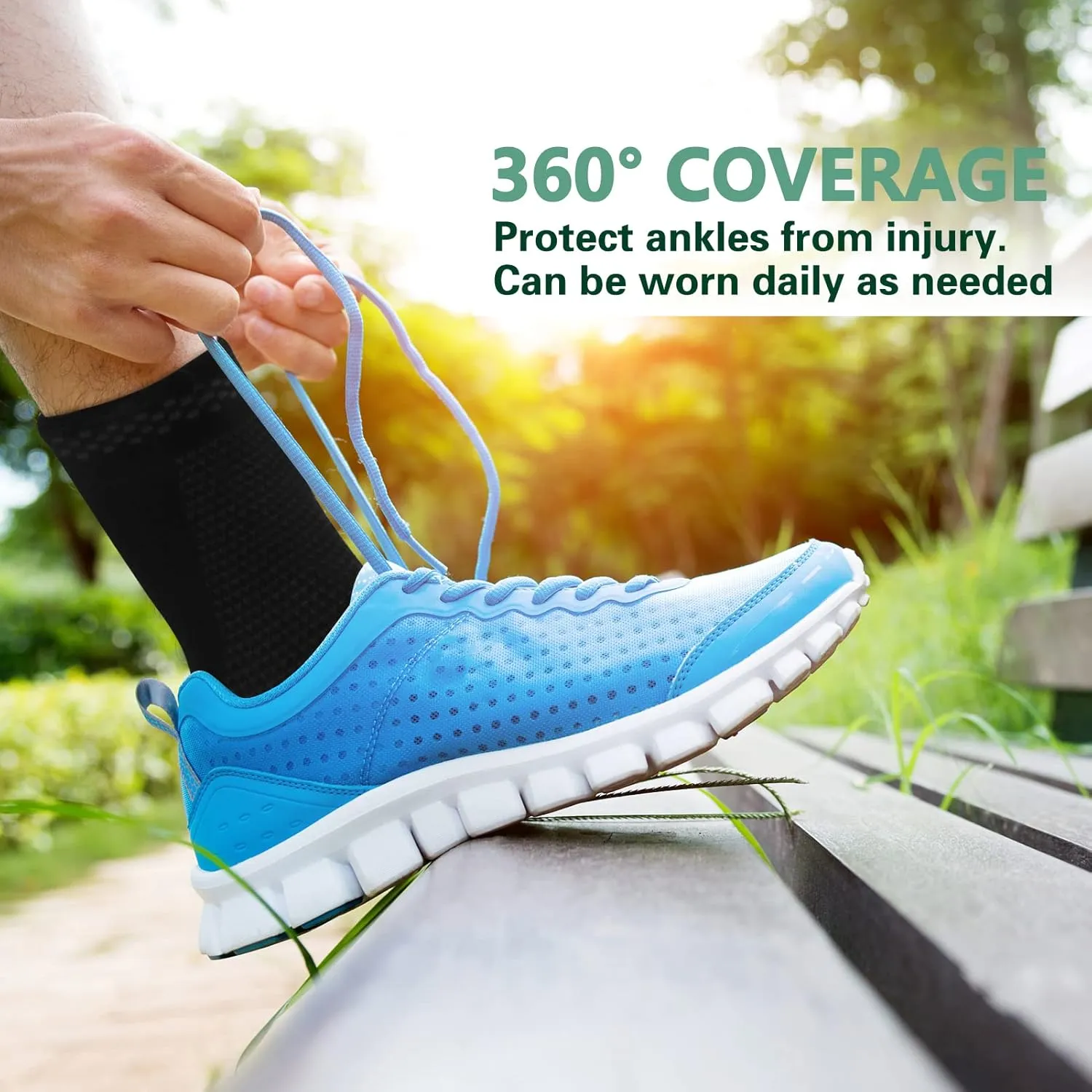 FYY Ankle Brace - 2 Pack Ankle Compression Sleeve for Injury Recovery & Joint Pain, Achilles Tendon Support, Reduce Swelling, Plantar Fasciitis Foot Socks with Arch Support for Women & Men (Small, Black)