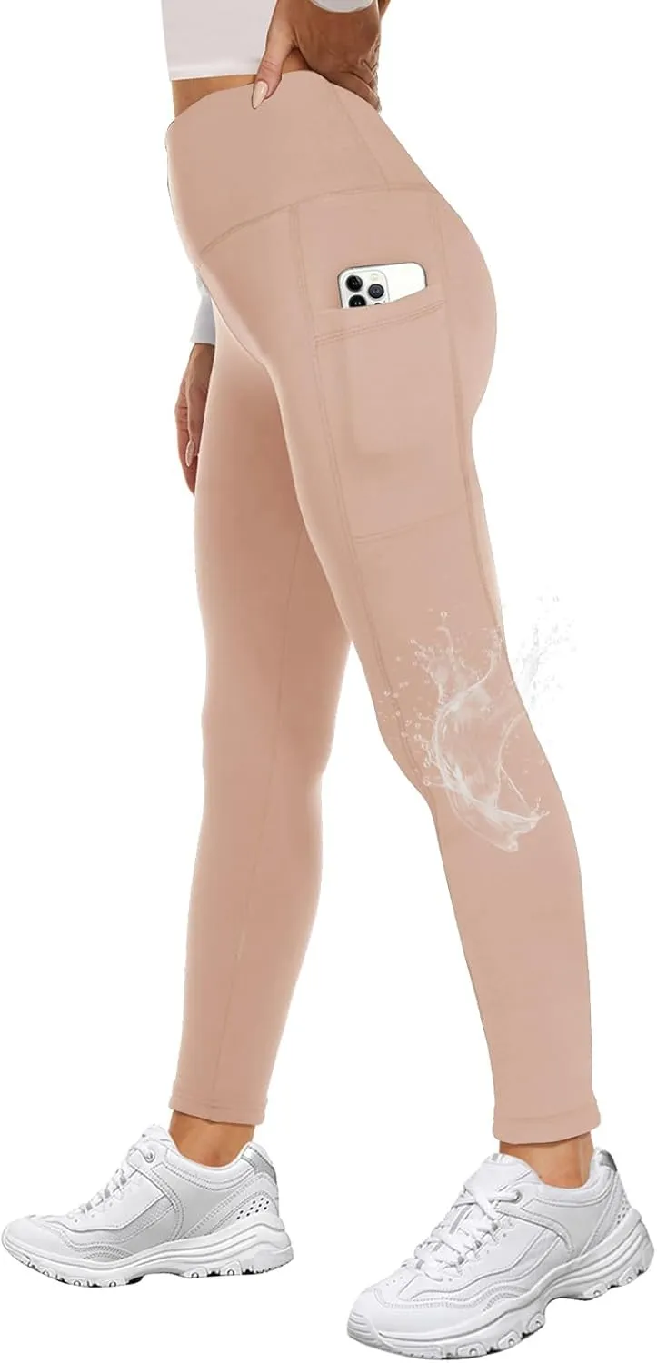 GAYHAY Fleece Lined Leggings Women - Thermal Winter Warm Water Resistant High Waisted Running Hiking Pants with Pockets