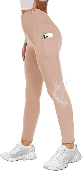 GAYHAY Fleece Lined Leggings Women - Thermal Winter Warm Water Resistant High Waisted Running Hiking Pants with Pockets