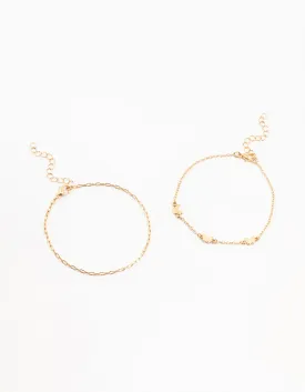 Gold Station Butterfly Anklets 4-Pack