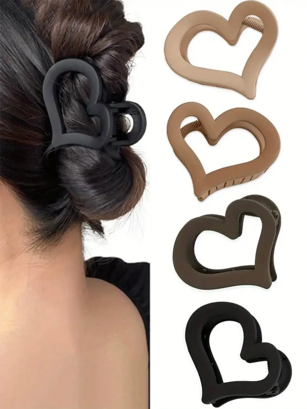 Heart Hair Claw Clips For Women Cute Medium Matte Hair Jaw ClipsMatte Hair Clamp Valentine's Day Party Medium Thick Hair