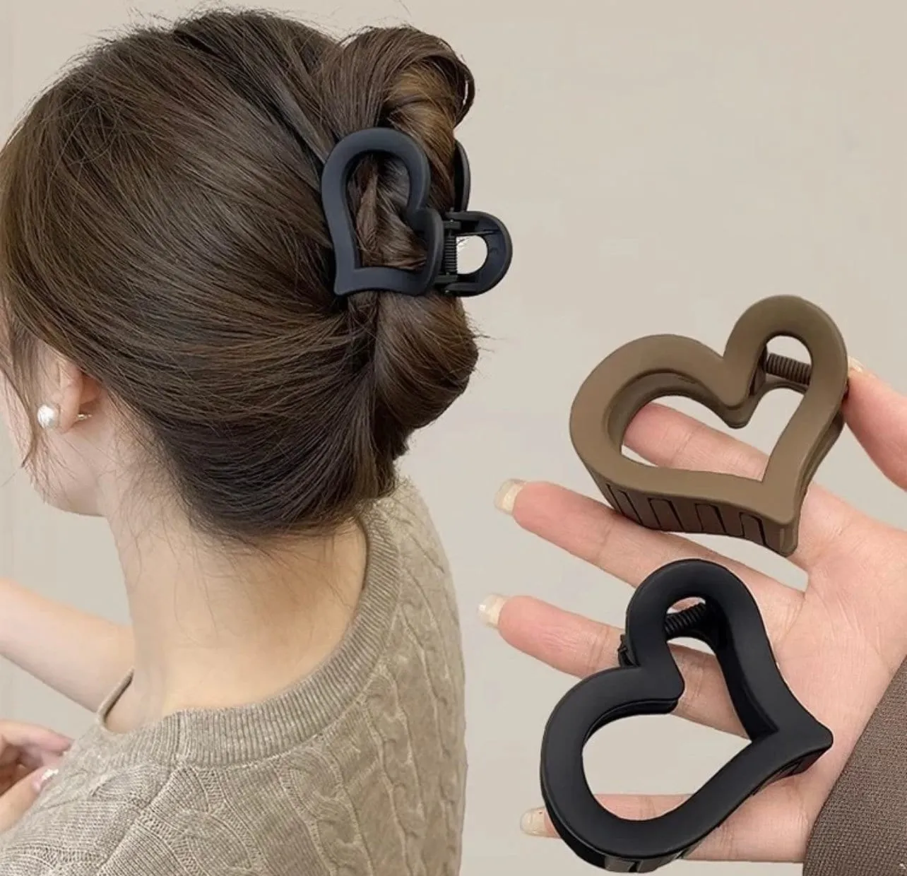 Heart Hair Claw Clips For Women Cute Medium Matte Hair Jaw ClipsMatte Hair Clamp Valentine's Day Party Medium Thick Hair